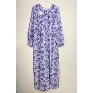 Hill House Simone Dress Lilac Purple Floral Maxi Open Back Balloon Sleeve Large